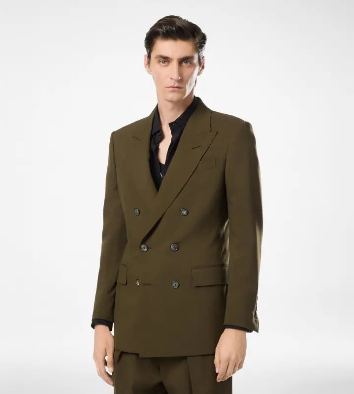 WOOL CASHMERE SILK REPS JACKET GREEN WOOD online
